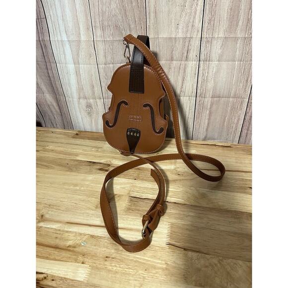 Violin Shape Synthetic Leather Small Backpack Crossbody Shoulder Bag - Picture 1 of 8